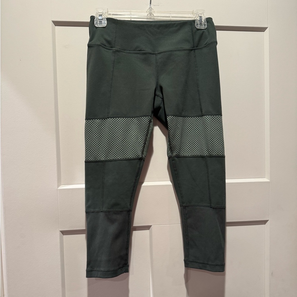 Zella Olive Green High-Waist Mixed Media Performance Leggings